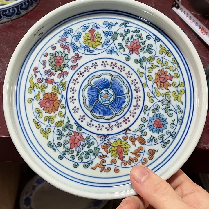 瓷片景德镇陶瓷茶盘。绿西西。