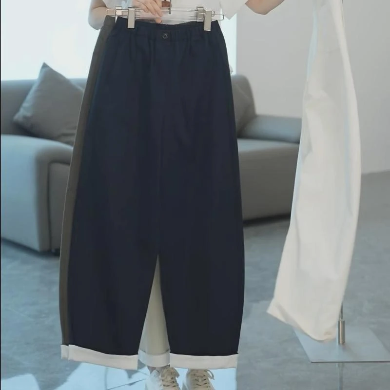 2025夏季韩式新款高腰显瘦设计感九分弯刀裤女小众百搭直筒休闲裤