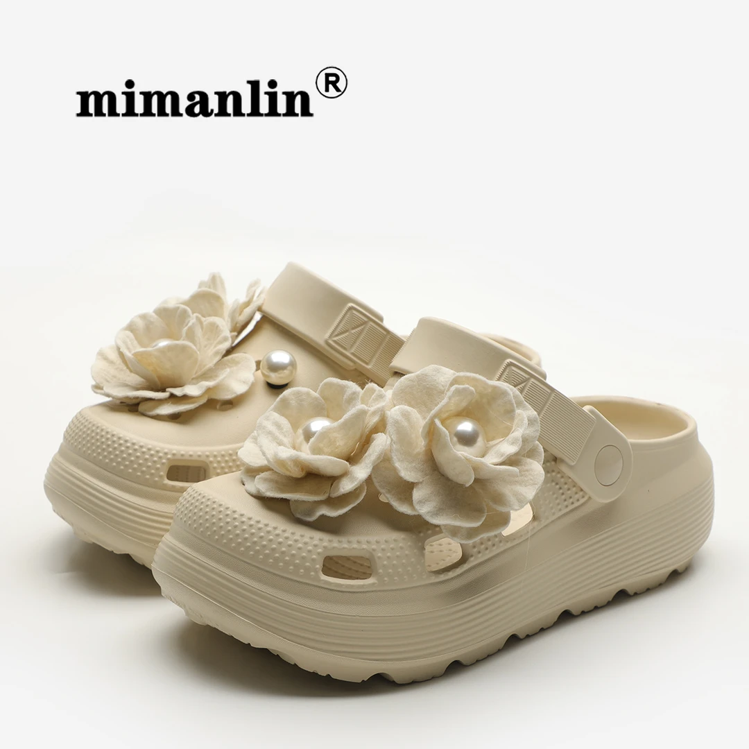 大花朵沙滩拖鞋洞洞鞋女夏季外穿2025新款防滑软底海边沙滩凉鞋子