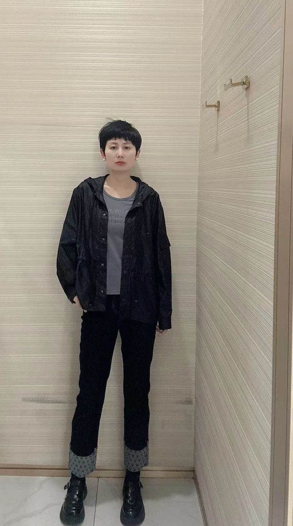 春夏长裤立领长袖休闲运动套装潮流黑色宽松短外套男款加绒