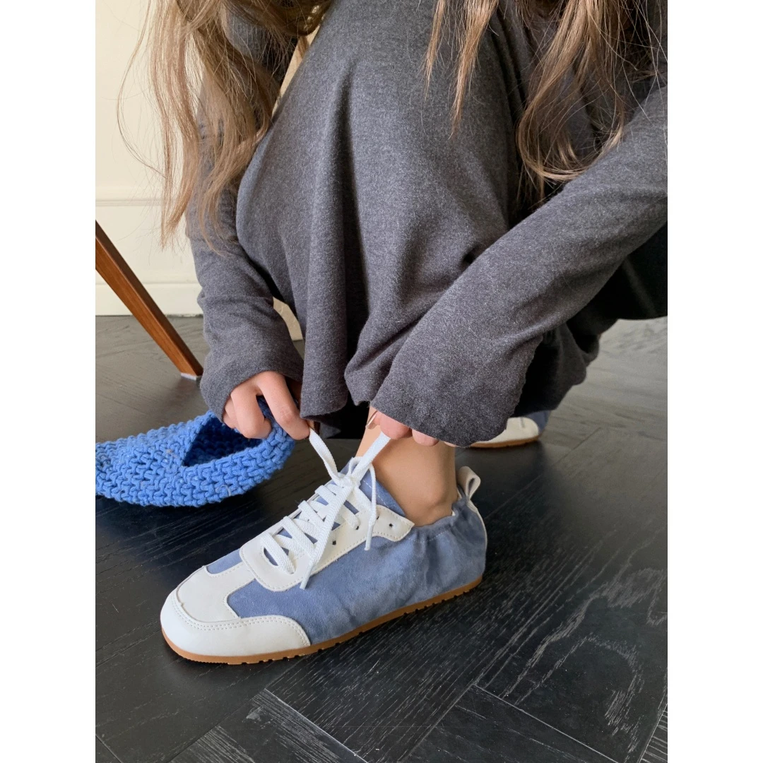 StarKeLa复古芭蕾 全羊皮老钱风圆头德训鞋 超软弹力底 百搭显白