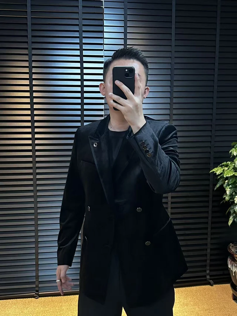 男士新款丝绒西服外套西装休闲秋冬