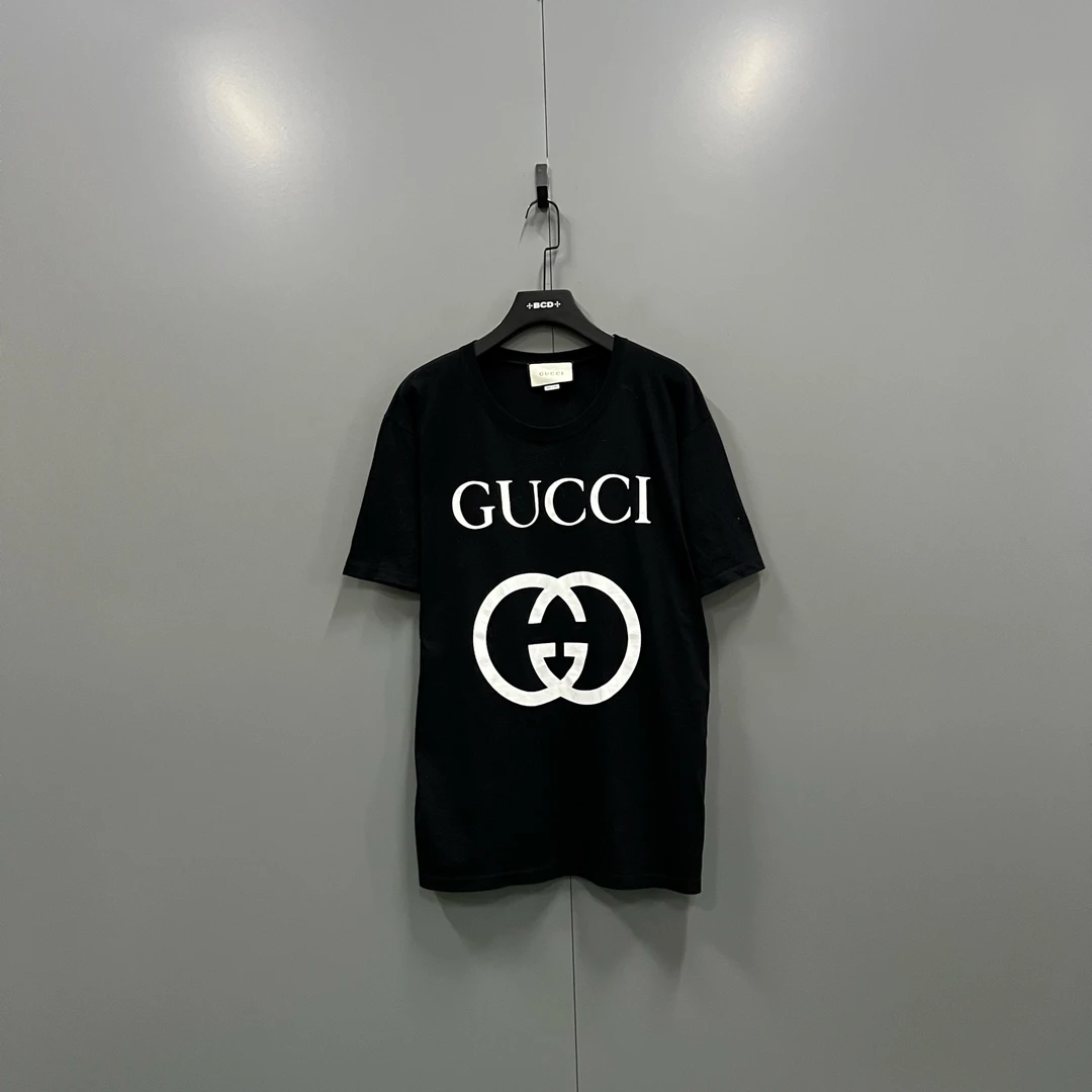 99新 GUCCI/古驰 h915 黑色GG印花短袖 XL码 101664