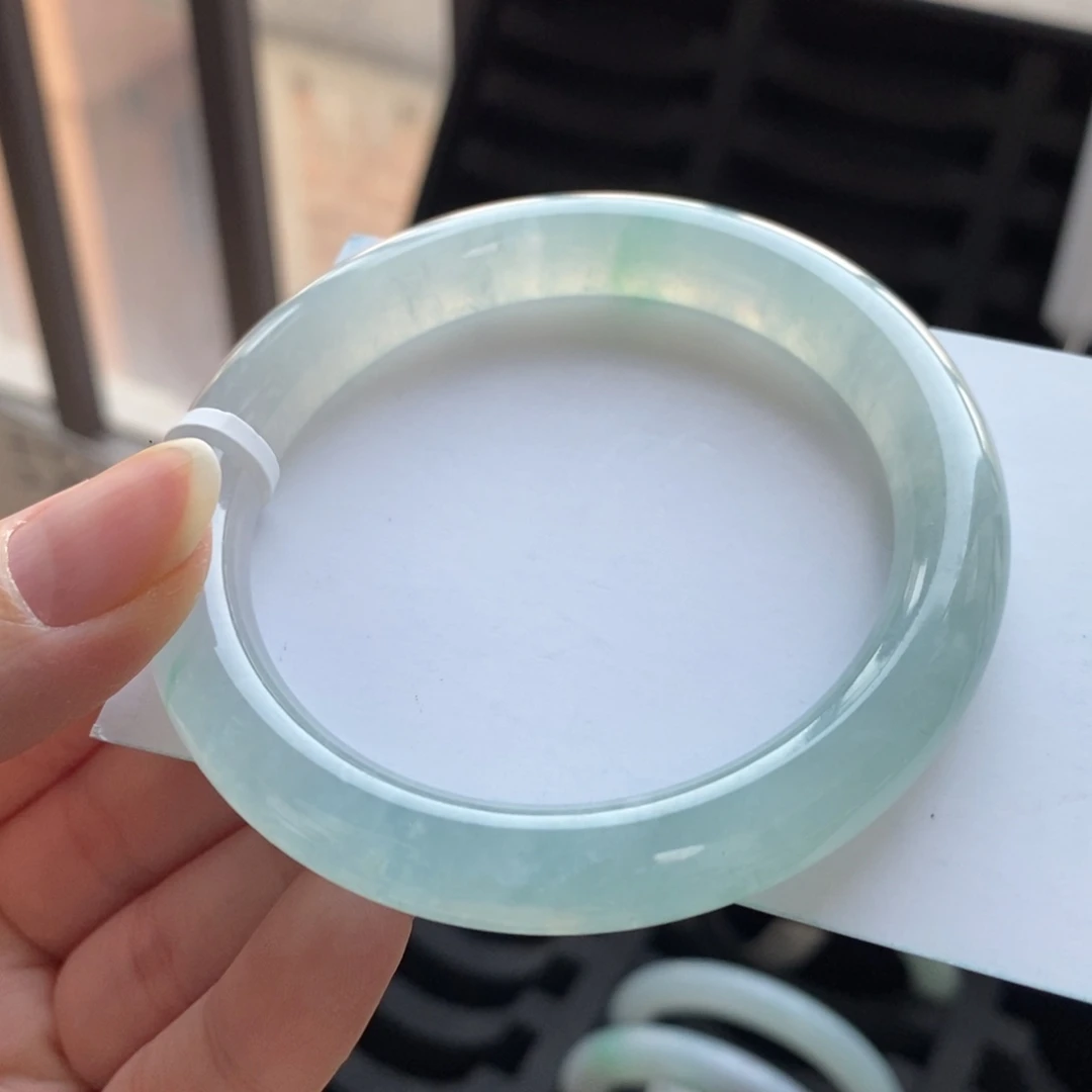 翡翠未镶嵌手镯冰甜绿55