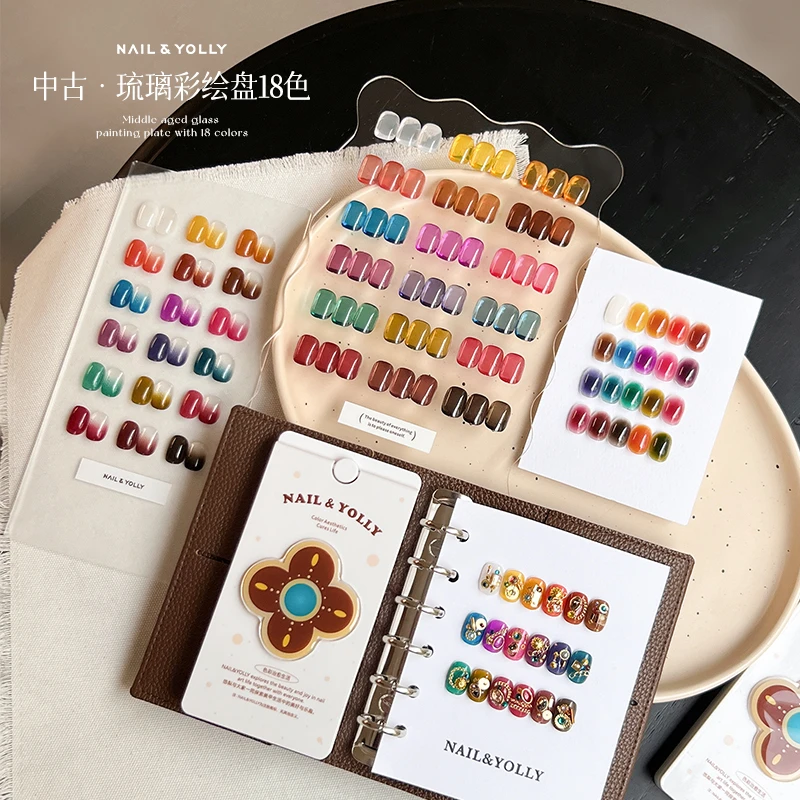 悠梨中古琉璃拍拍彩绘盘2025新款转印免洗彩绘蹭粉甲油胶印花胶