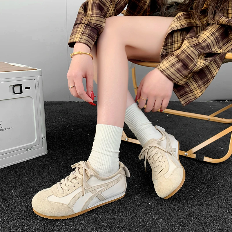 高级德训鞋透气复古平底鞋运动鞋板鞋/男款复古拼接运动鞋