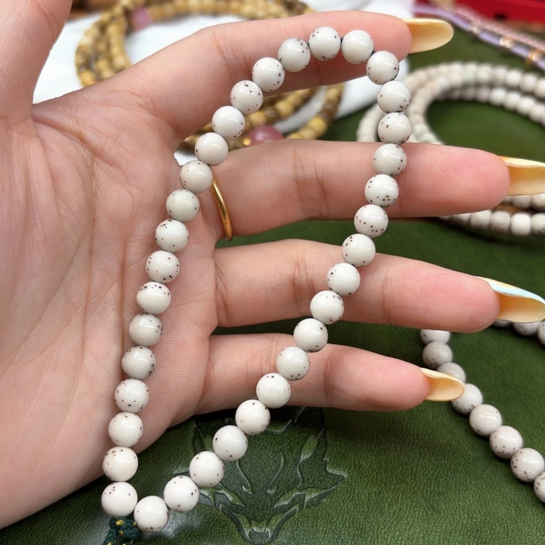 星月菩提手串7mm圆珠手持❗️大留白小糖豆❗️糯冰石玉料