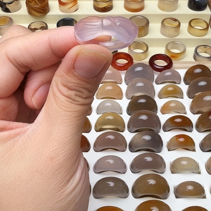 玛瑙/玉髓未镶嵌戒圈16/17圈福利