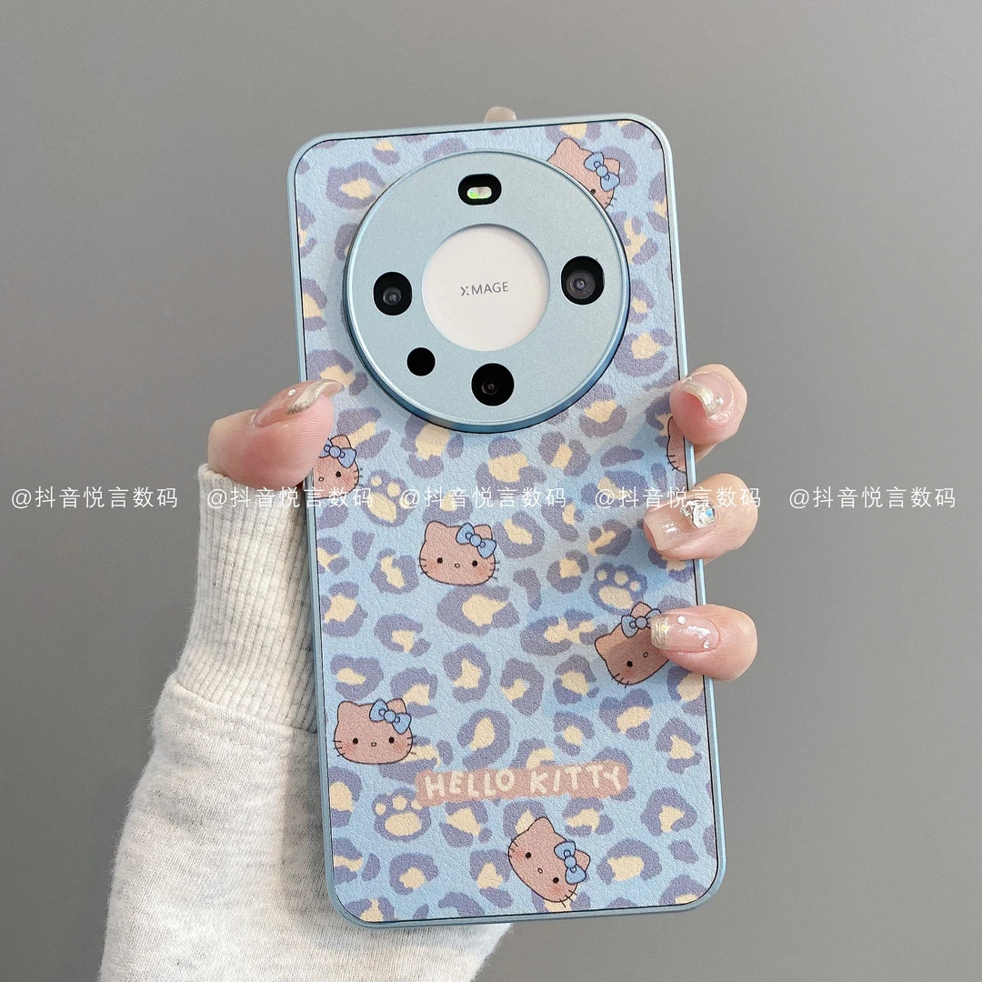 金属皮革适用华为mate70pro/60/50/40苹果17promax蓝豹纹KT手机壳