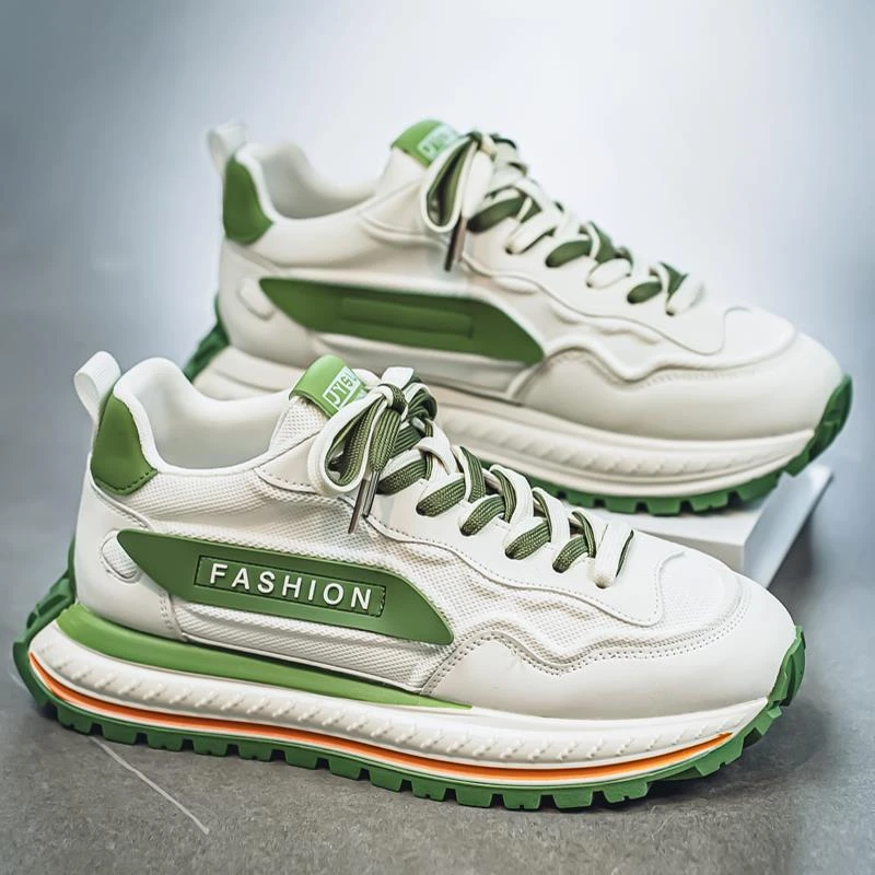 夏季透气黑武士阿甘鞋男款2025新款百搭男士休闲运动厚底老爹潮鞋