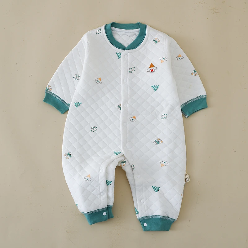 圣诞狗保暖空气棉婴儿宝宝无骨秋冬哈衣爬服连体衣