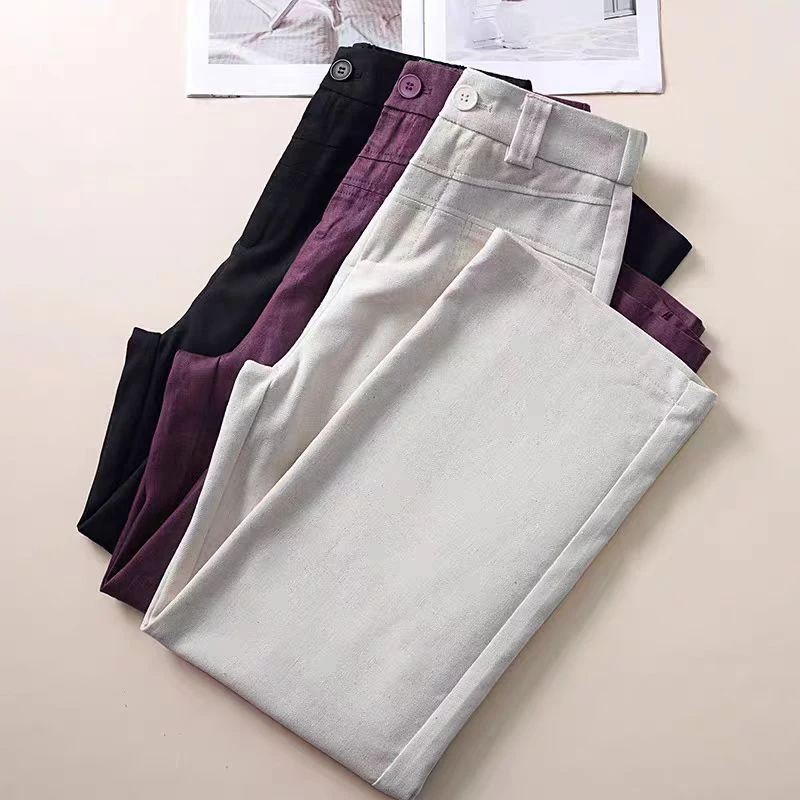 【韩妃.Han Fei】 25款夏季新款人棉亚麻裤 百搭神器 清凉透气