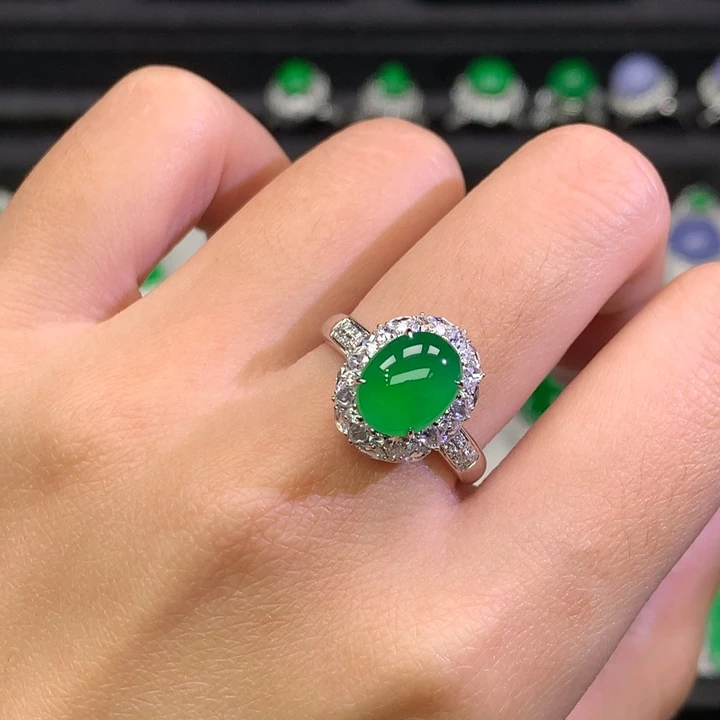 翡翠吊坠(不含链)18K金镶嵌