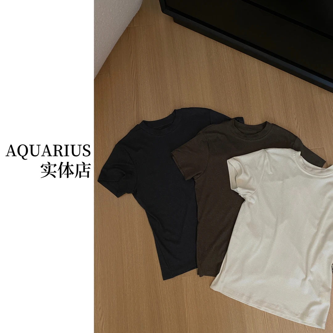 【AQUARIUS 】（随性小T）韩系圆领短袖上衣31122