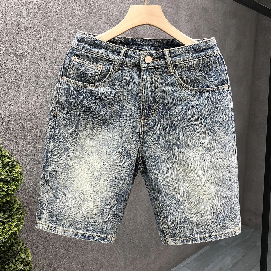 郎的工艺款洋气牛仔短裤男潮牌美式薄款五分裤2025夏季新款半截裤