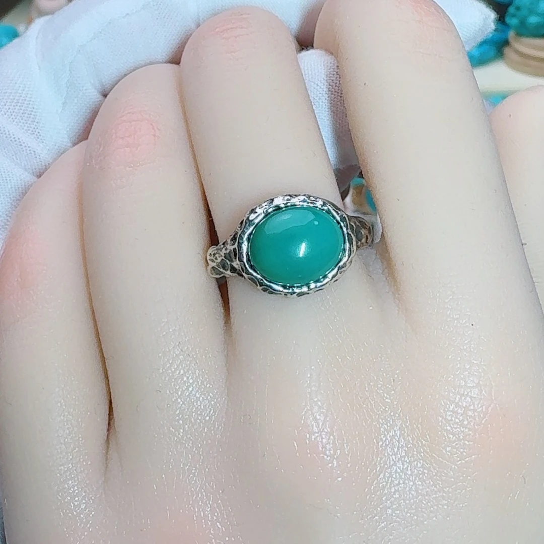 绿松石银S925镶嵌珠宝奇石复古饱满