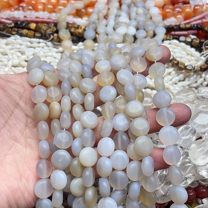 玛瑙/玉髓珠宝半成品未镶嵌一条12mm磨砂玛瑙圆饼