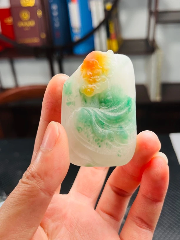 非洲翠纯天然A货达摩祖师黄加绿牌子