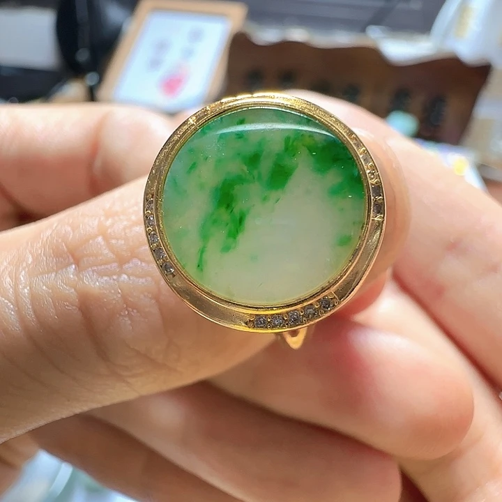 翡翠银S925镶嵌戒指翡翠240