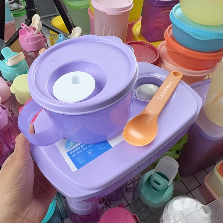 便携午餐1L分隔碗800ml微波圆碗460ml微波水晶汤碗保鲜盒便携