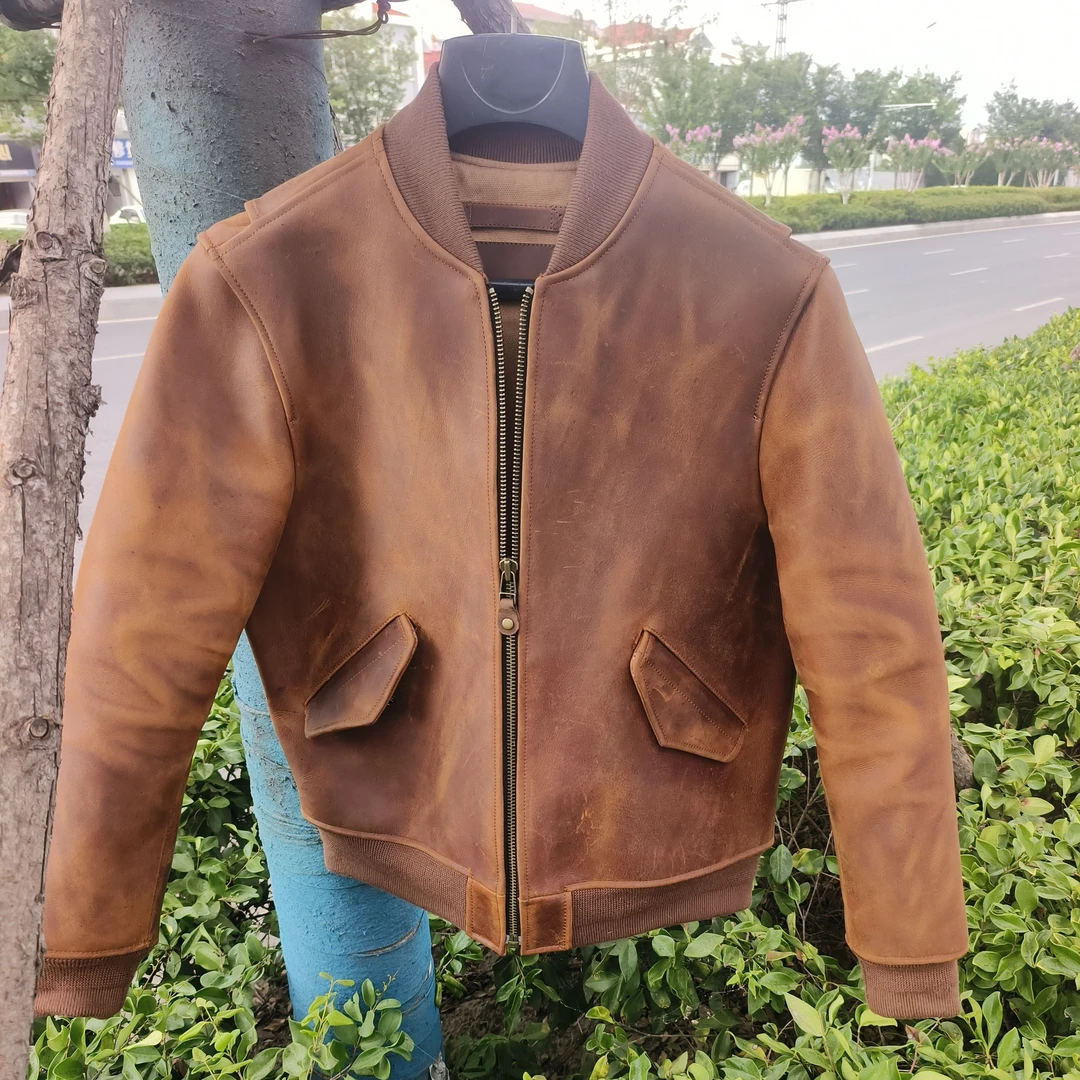 MA-1重磅疯马空军飞行员夹克男士真皮外套