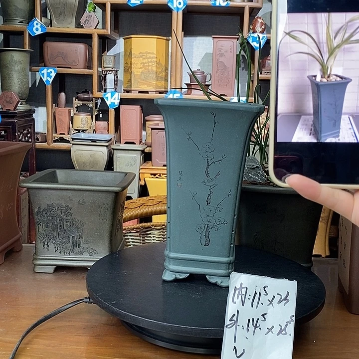 紫砂花盆名国绿四方