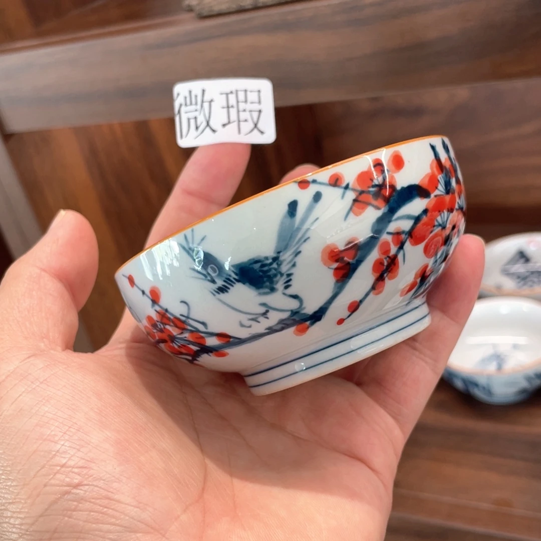 釉下手绘茶具微瑕