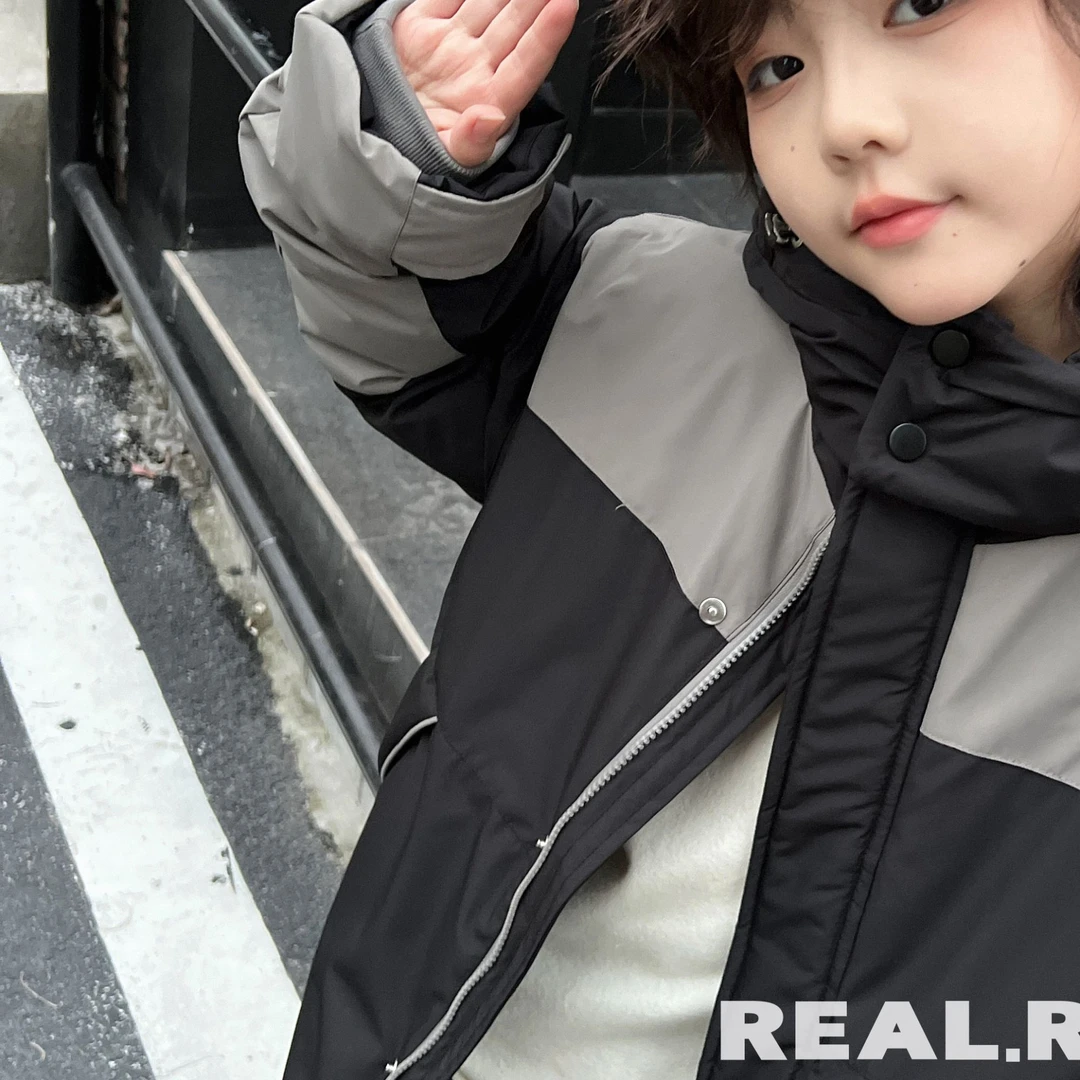 力2025【X】2月21日 男童女童时尚黑色连帽羽绒服8093-