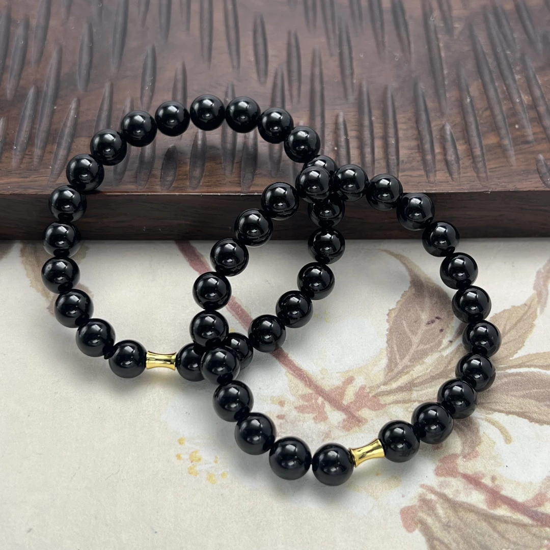 【北野珠宝】天然黑碧玺手串-B24H-118多样性发一8mm+