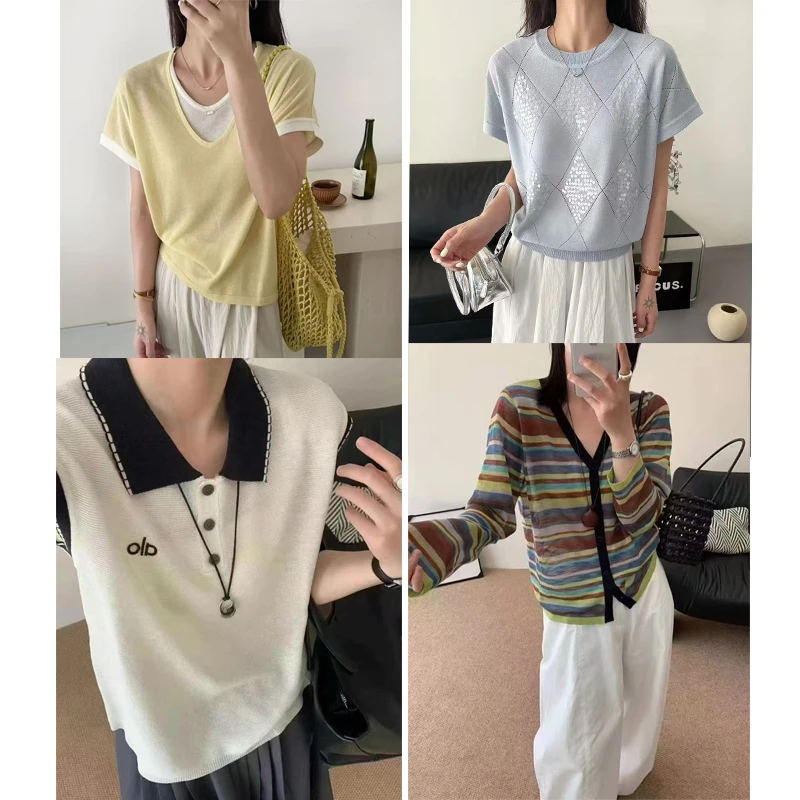 8.6【编码下单】【m501---m590】女装针织衫夏季精致小衫上衣T恤