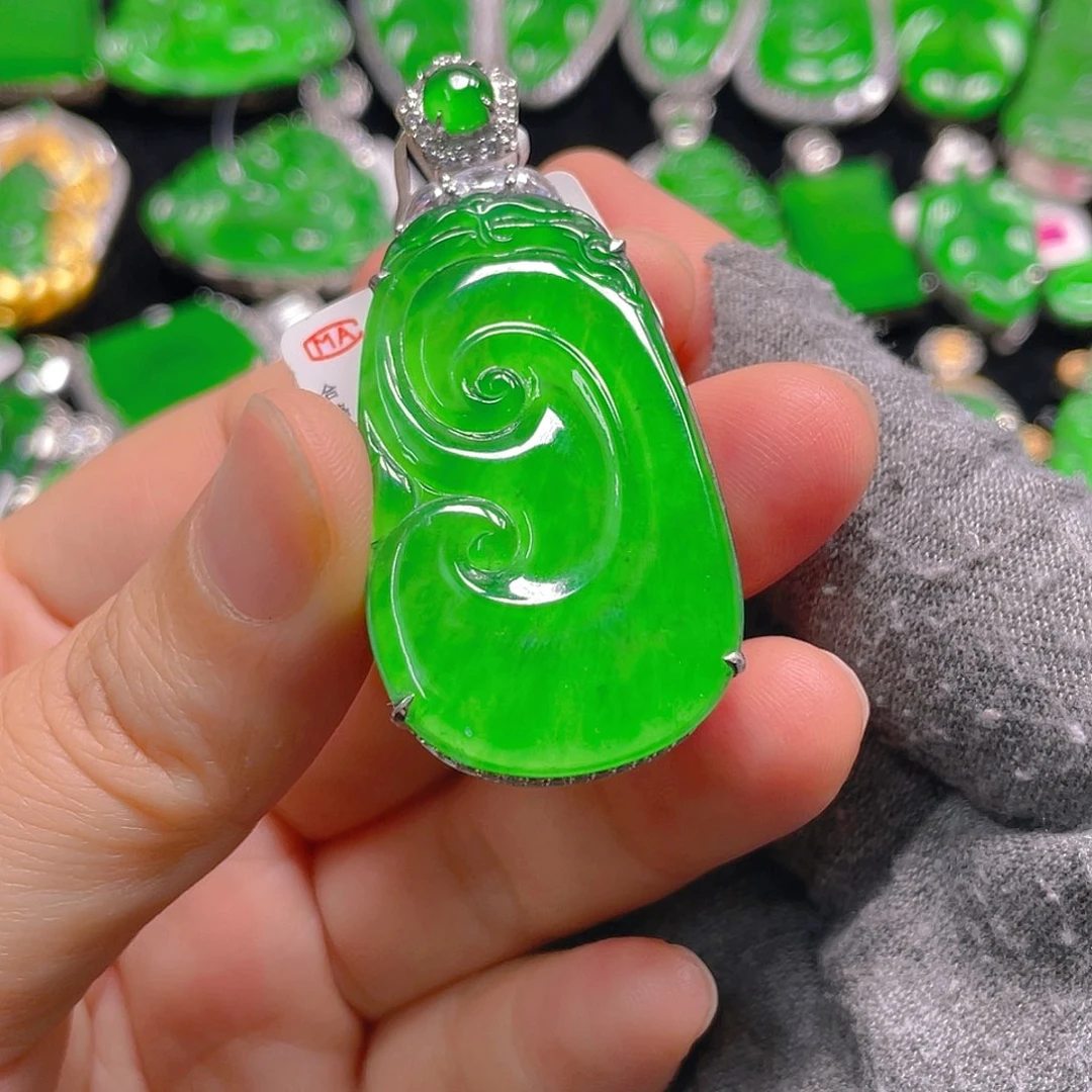 翡翠银S925镶嵌吊坠(不含链)