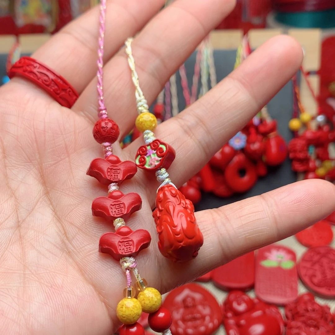 天然辰砂工艺品朱砂手机坠