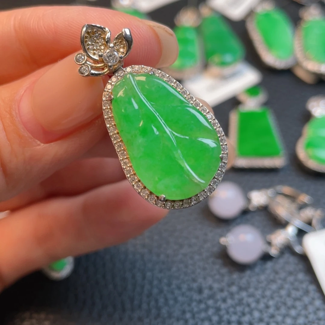 翡翠银S925镶嵌吊坠(不含链)