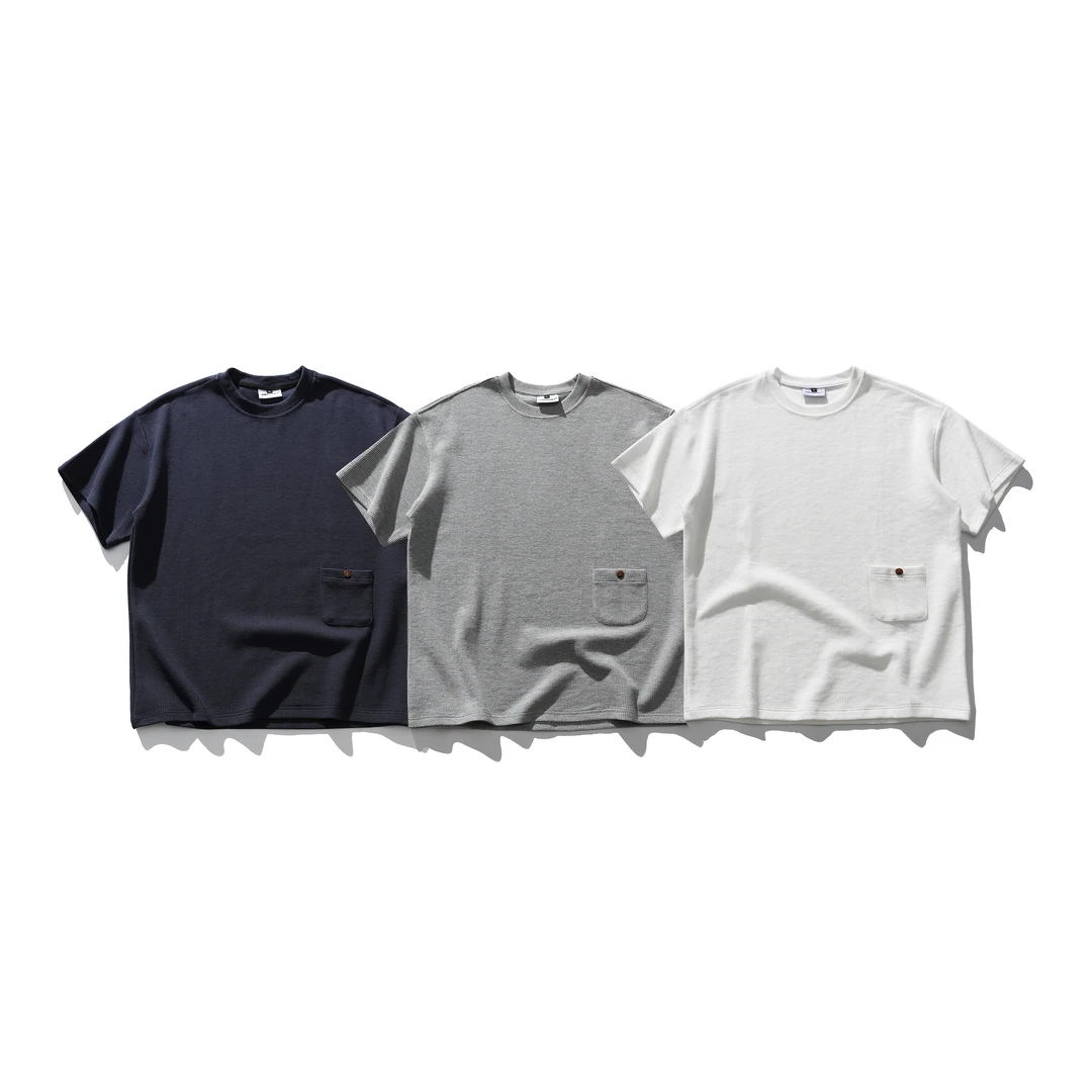 BOGEDIT2025夏季新款侧边口袋设计男短袖休闲百搭宽松纯色圆领T恤