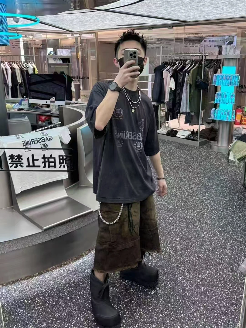 浮雕立体印花莱赛尔破坏短T