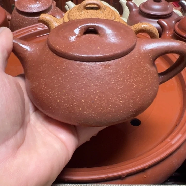 紫砂茶壶宜兴原矿红降坡