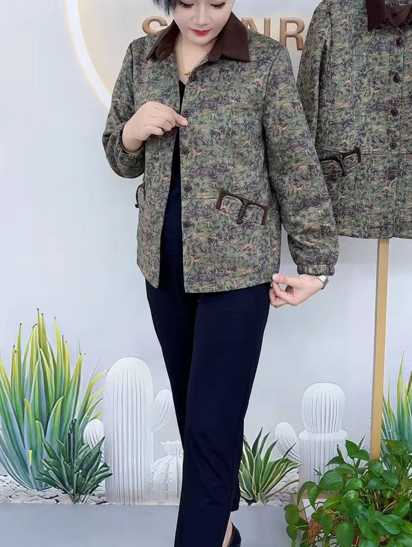 咖色领秋季加衬开衫妈妈外套洋气上档次显年轻精品爆款气质时尚