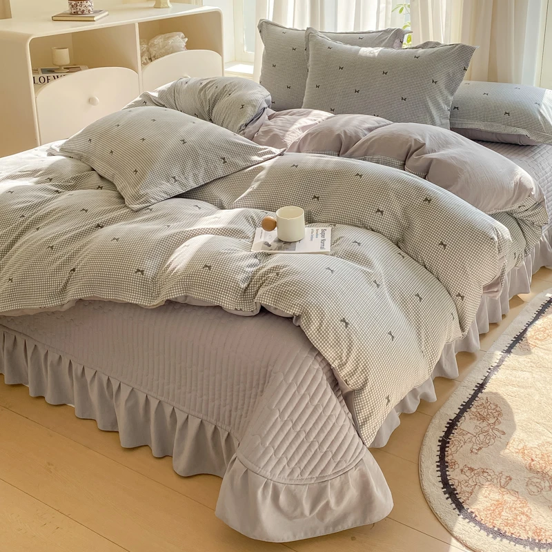 【床盖款 小碎花针织棉床盖四件套 厂家直销】四季款四件套2025新款