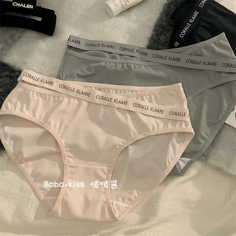一眼万年5条装字母运动纯欲无痕内裤女士冰丝夏薄款纯棉女生性感