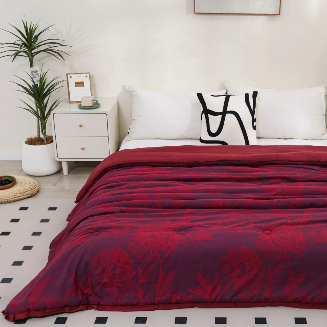 【芊叶花语被子】2.0*2.3M高端纯棉双层纱柔软亲肤保暖机洗被子