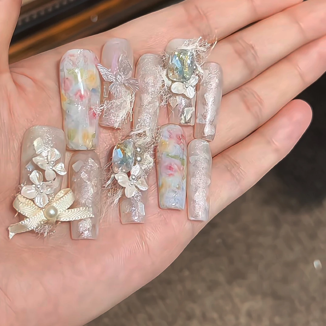 【醋酸蝴蝶.仙气梦幻显白】2025新款高级手绘雕花佩戴纯手工穿戴甲