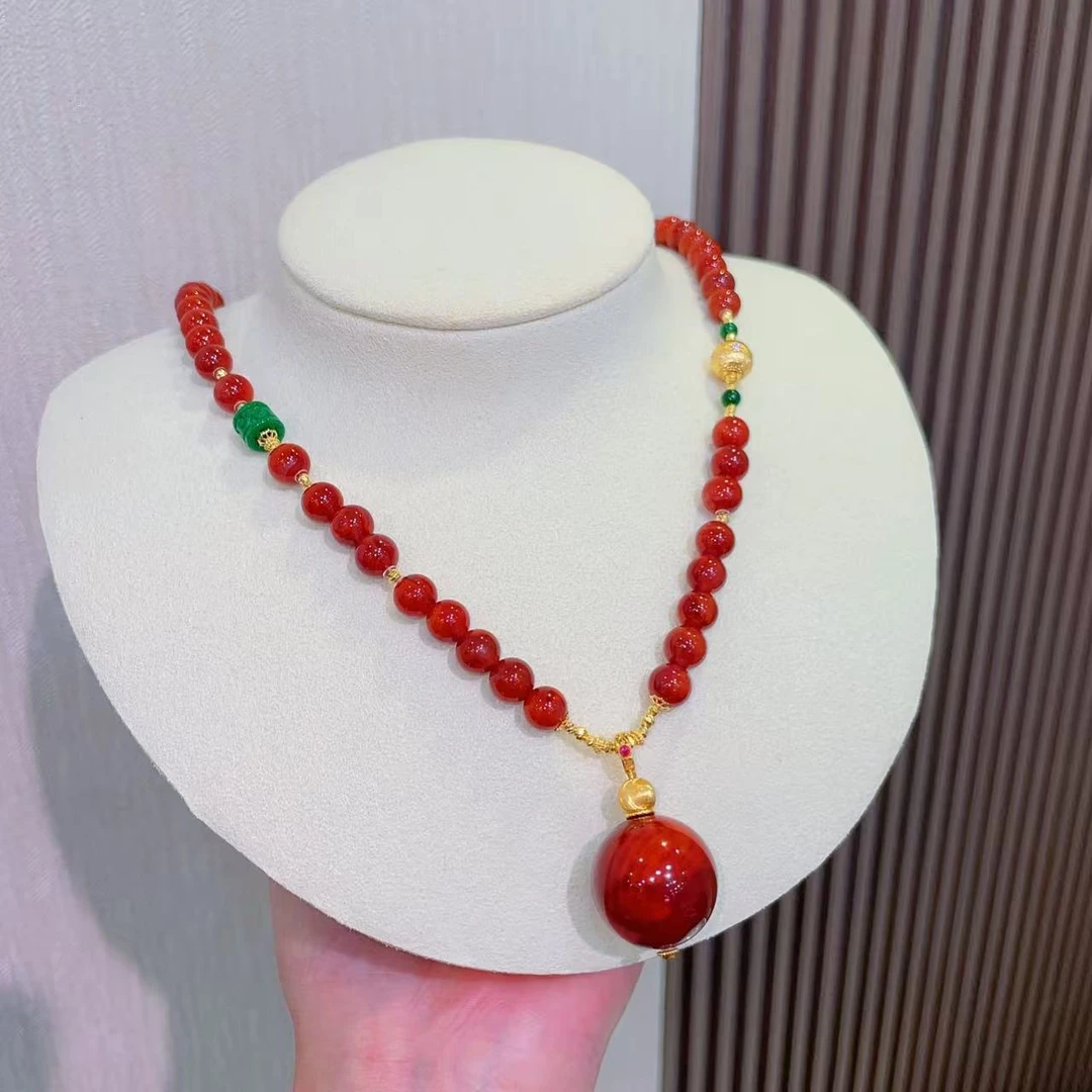 首发！大大大大！尺寸南红单珠项链 大颗火焰纹单珠超难得 收藏必入
