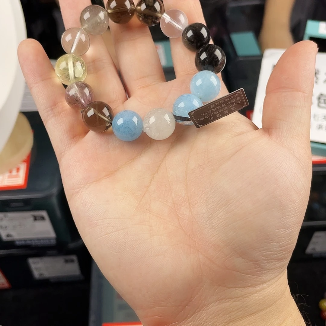 手串水晶银S925镀金镶嵌