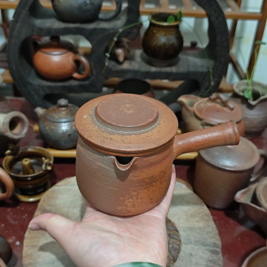 细陶泡茶壶侧把壶