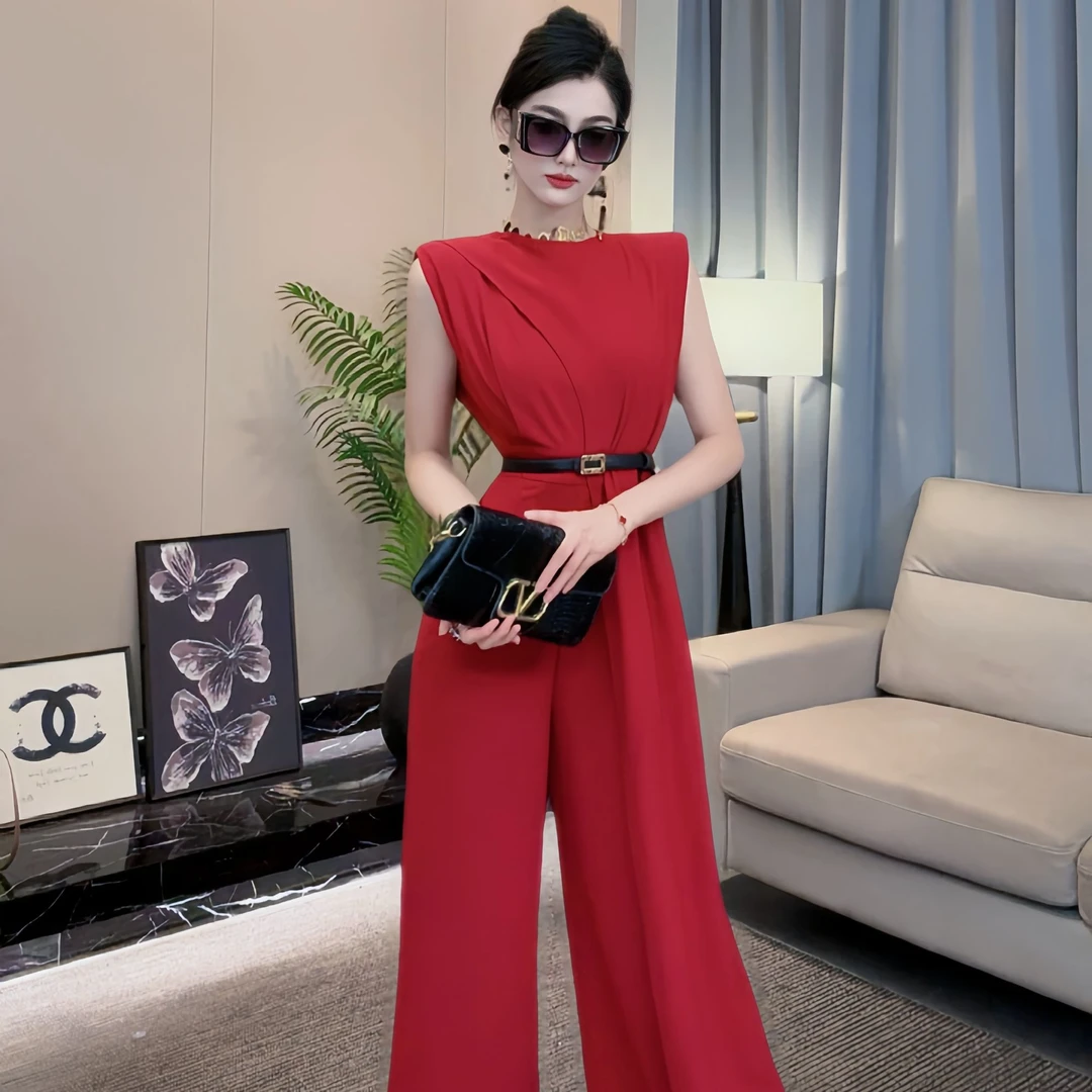莹莹红人馆时尚气质百搭设计师款披肩收腰连体裤50675103 824