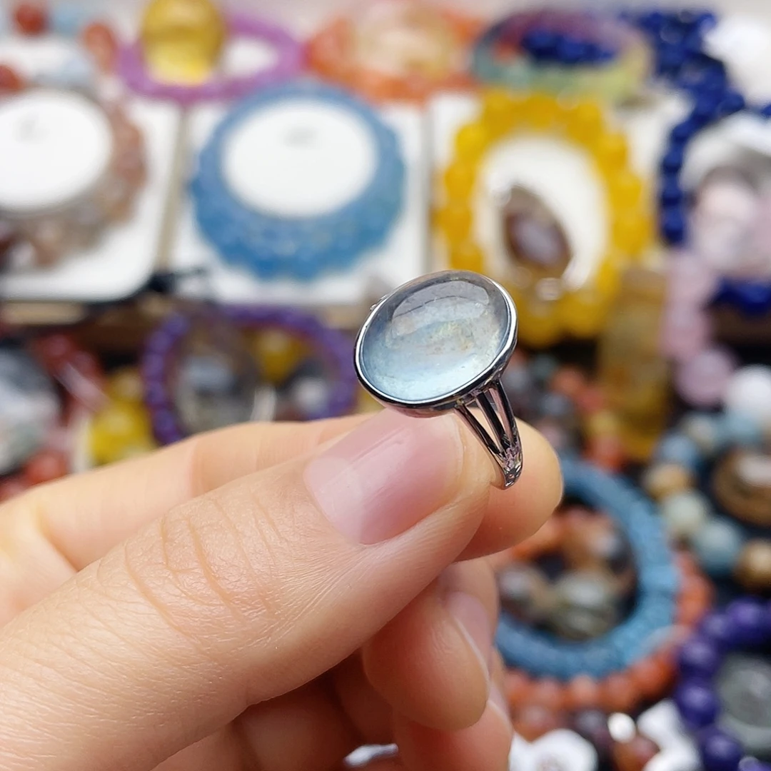 烟晶戒指银S925镶嵌