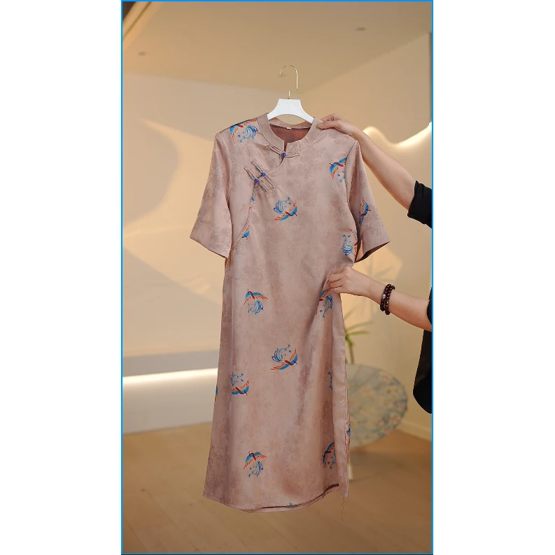 【喜笑颜开】改良版旗袍新中式国风复古宽松大码连衣裙