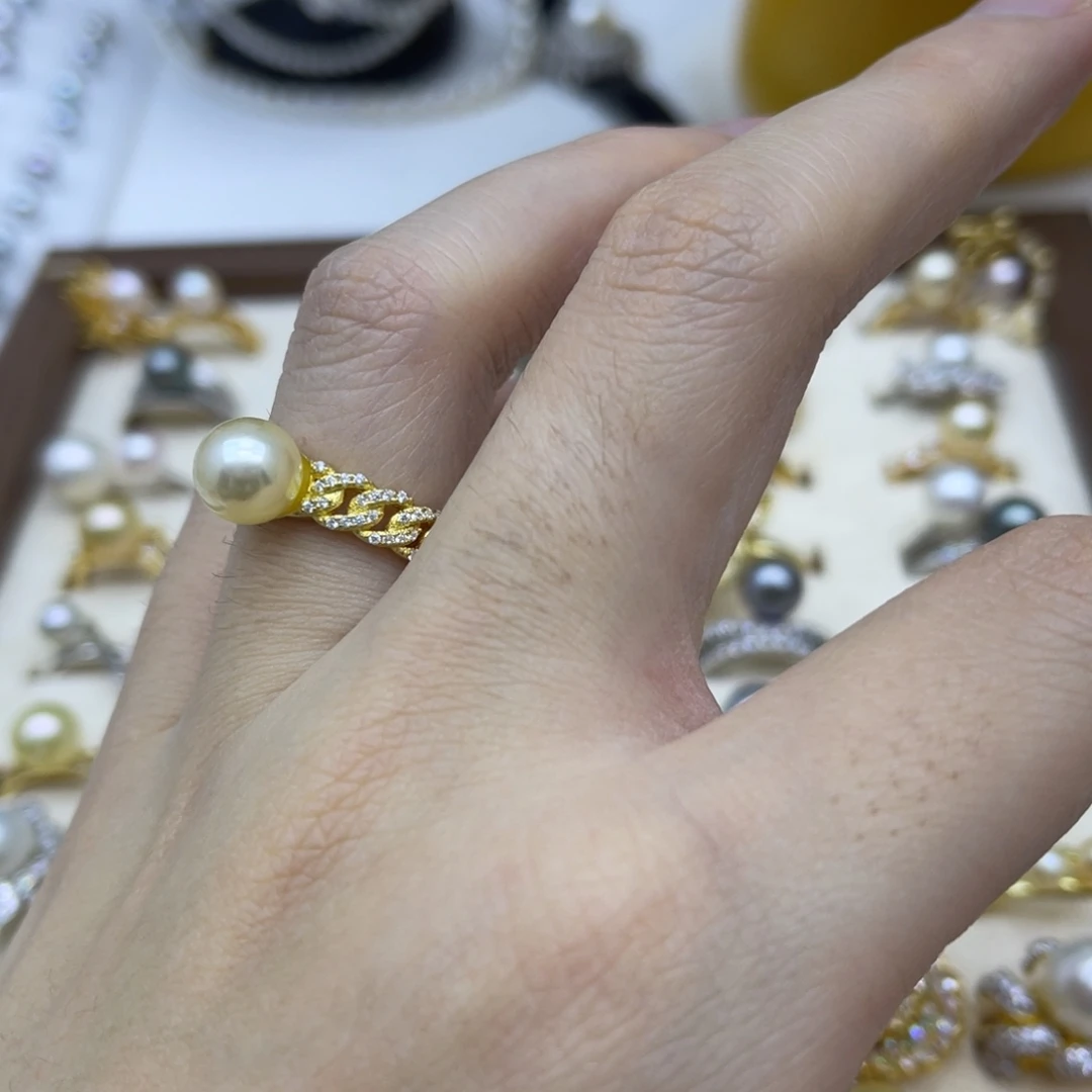 戒圈海水珍珠银S925镶嵌