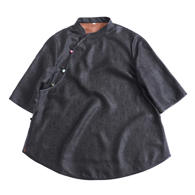 「墨夜点翠」乐锦坊复古中国风原创日常百搭设计感刺绣汉服女装上衣