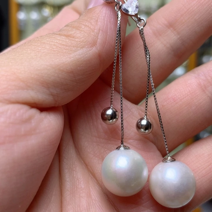 银S925镶嵌耳饰淡水珍珠6